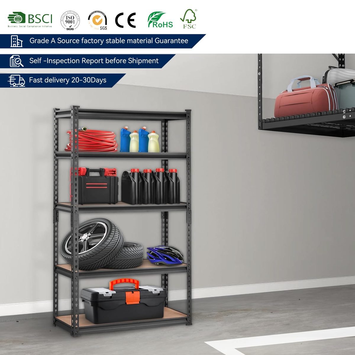 Light Duty Industrial Boltless Adjustable Metal Stacking Racks & Shelves for Warehouse Storage 3