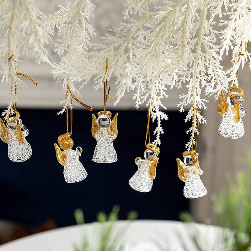 Christmas Decorations Crystal Glass Angel Girl Christmas Tree Pendant Transparent Ball 3