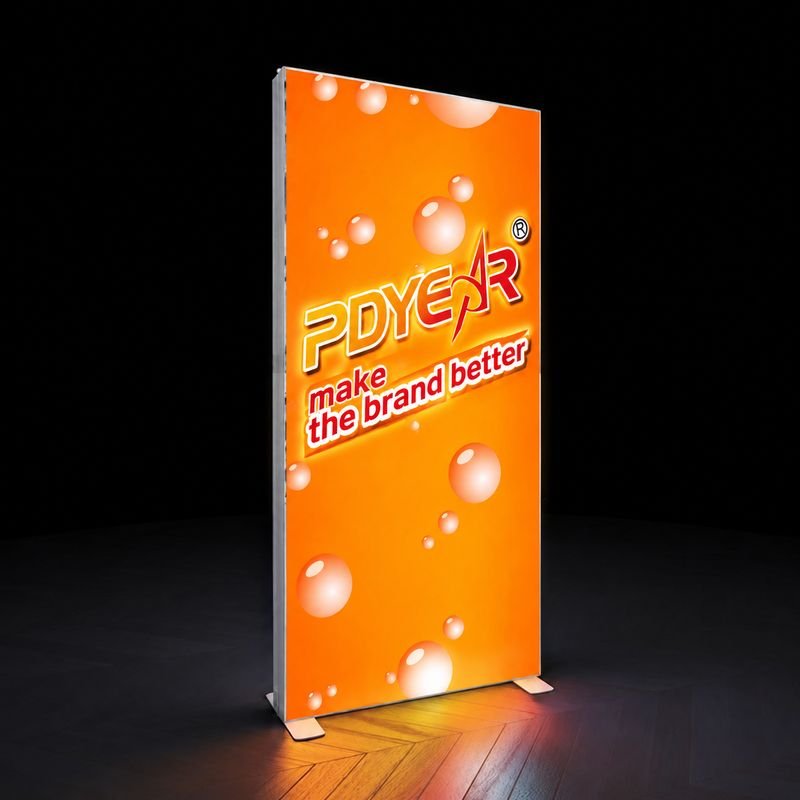 Custom Logo Folding SEG LED Light Box Aluminum Frame Double Sided Illuminated Banner Stand Wholesale Retractable alternate view