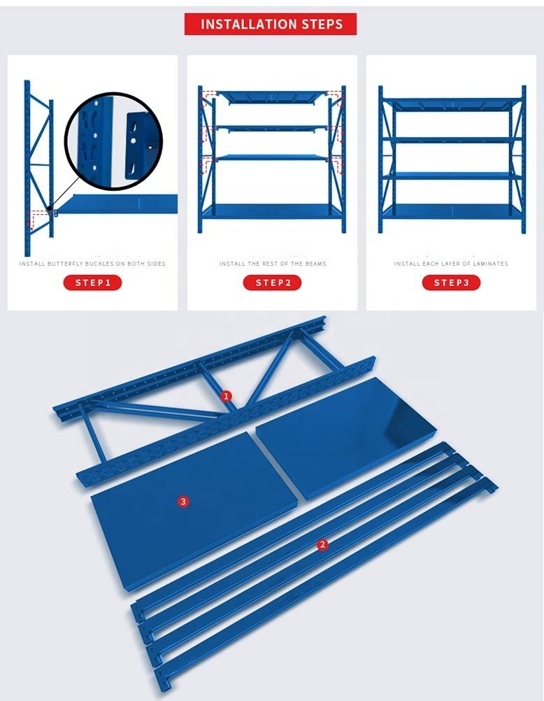 Heavy Duty Metal Garage Shelving, Industrial Boltless Longspan Rack 4