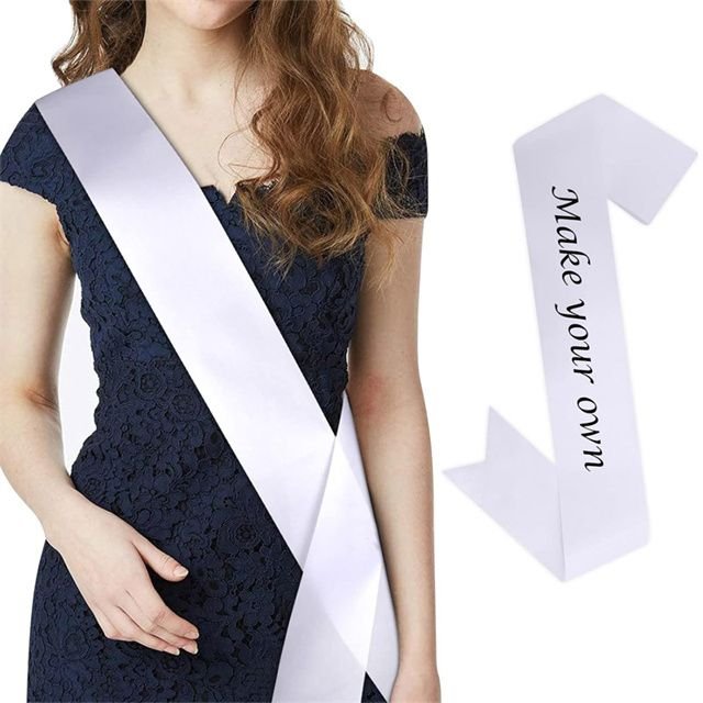 Custom Logo Plain Blank Sash for Bride to Be Pageants Custom Prom Court Sash Party Decorations Make Your Own Sash alternate view