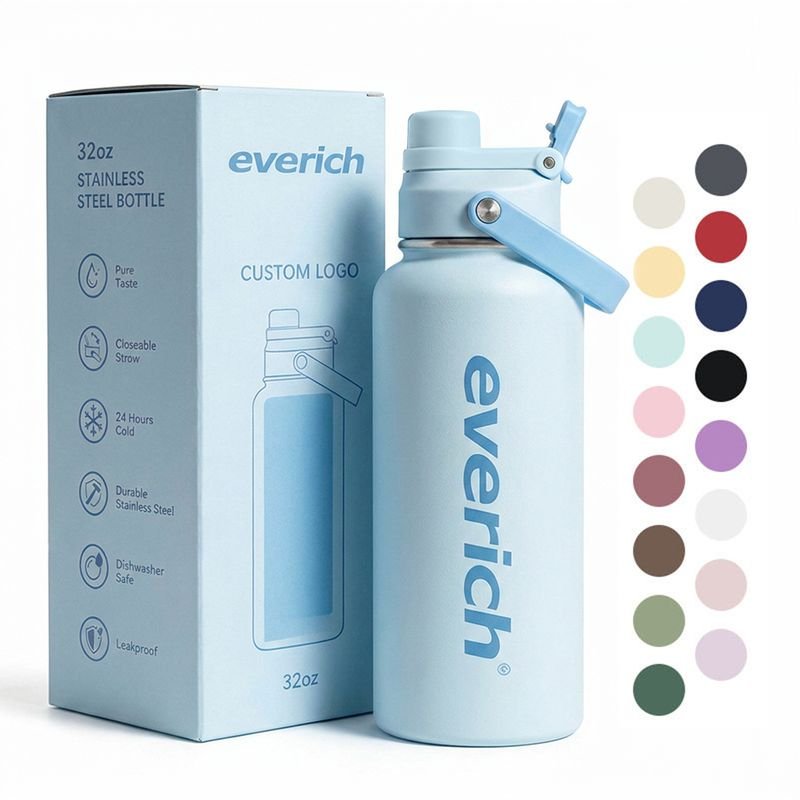 24oz Stainless Steel Insulated Water Bottle with Handle Straw Sweat-Proof Condensation-Free alternate view