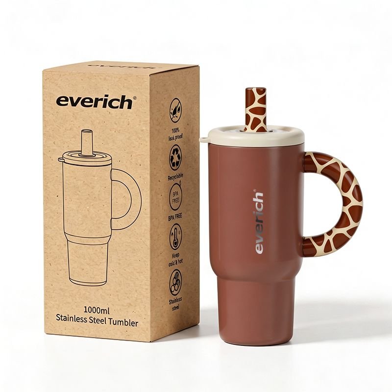 40oz Gift Box Tumbler with Handle Straw Leakproof Dishwasher Safe Insulated Stainless Steel Travel Coffee Mug with alternate view