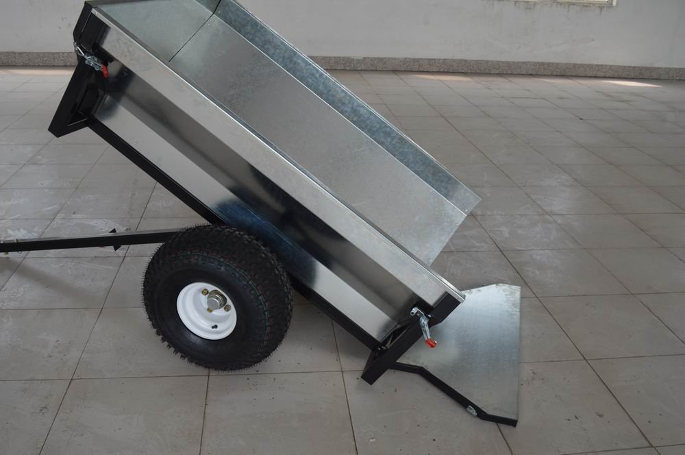 Heavy Duty Galvanized Steel Garden Utility Dump Trailer, ATV UTV Tractor Tow Behind Cart with Removable Gates 5
