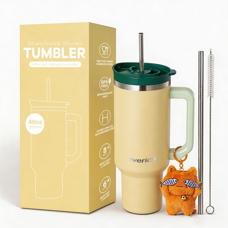 Everich New Design Customization Available 30 oz Vacuum Stainless Steel Tumbler With Handle and Straw for Multiple alternate view