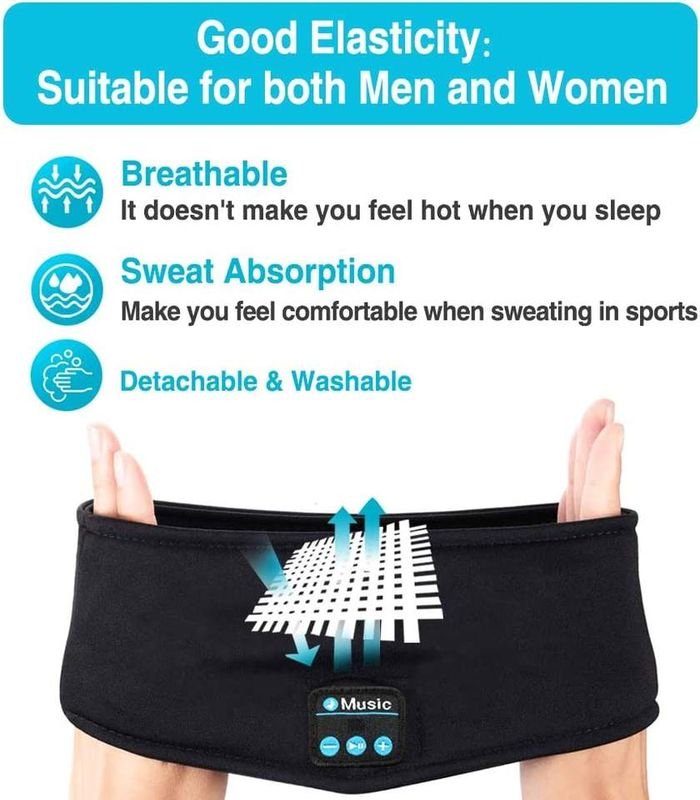 Customized logo Headphones Elastic Comfortable Wireless Music Headband Sleeping Eye Mask with Blue Tooth 5.3 Sleep alternate view
