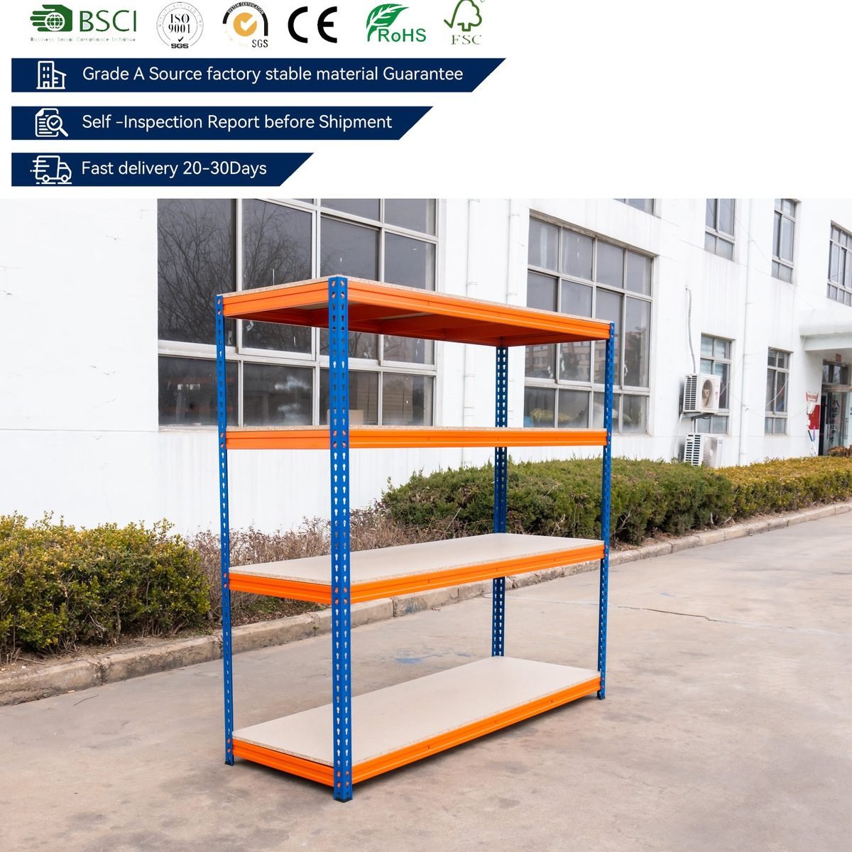 Industrial 5-Level Steel Shelving System, Powder Coated High-Capacity Adjustable Rack