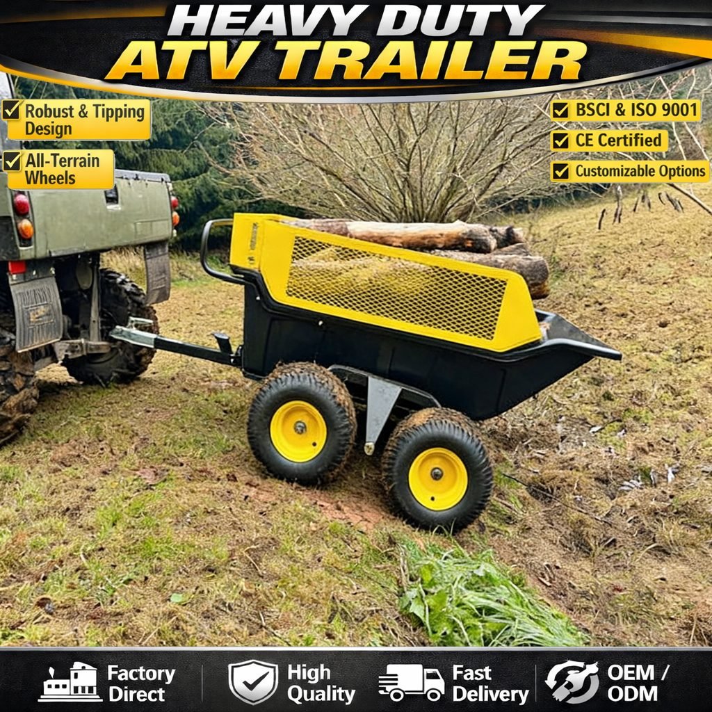 Heavy Duty Mini ATV Trailer, Plastic ATV Timber Trailer alternate view