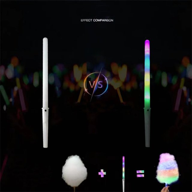 LED Cotton Candy Cones Colorful Glowing Sticks Marshmallow Sticks for Cotton Candy Neon Party Favors Supply 3