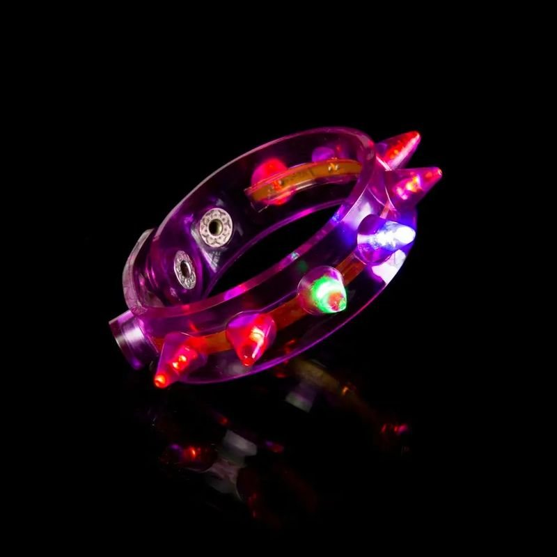 Punk Eight Light LED Flash Rivet Bracelet Neon Party Supplies Factory Price MOQ 100pcs alternate view