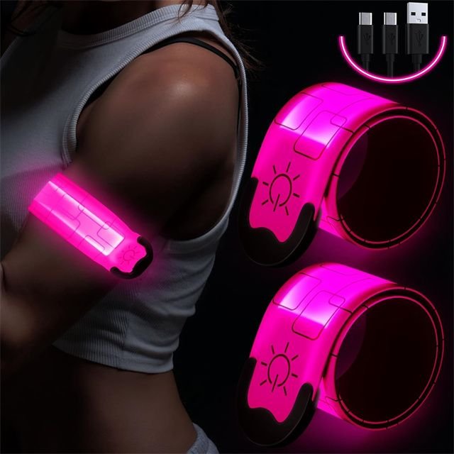 Reflective LED Armband Rechargeable Running Lights for Runners High Visibility Reflective Running Gear for Men