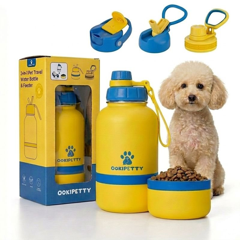 32oz Leakproof Double Wall Insulated Stainless Steel Dog Pet Water Bottle with Bag for Gym Travel Camping