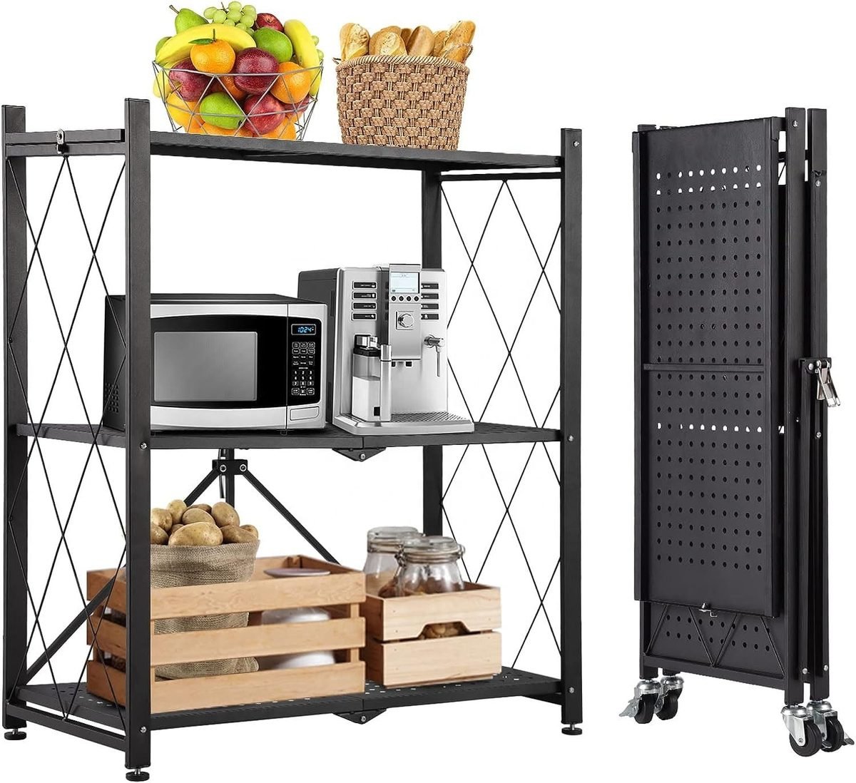 Foldable Shelving Unit, Heavy Duty Metal Frame Folding Shelf Organizer for Home & Garage alternate view